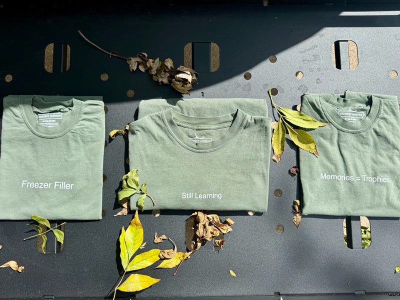 Freezer Filler, Still Learning, and Memories equals Trophies shirts from the Simply Hunt collection