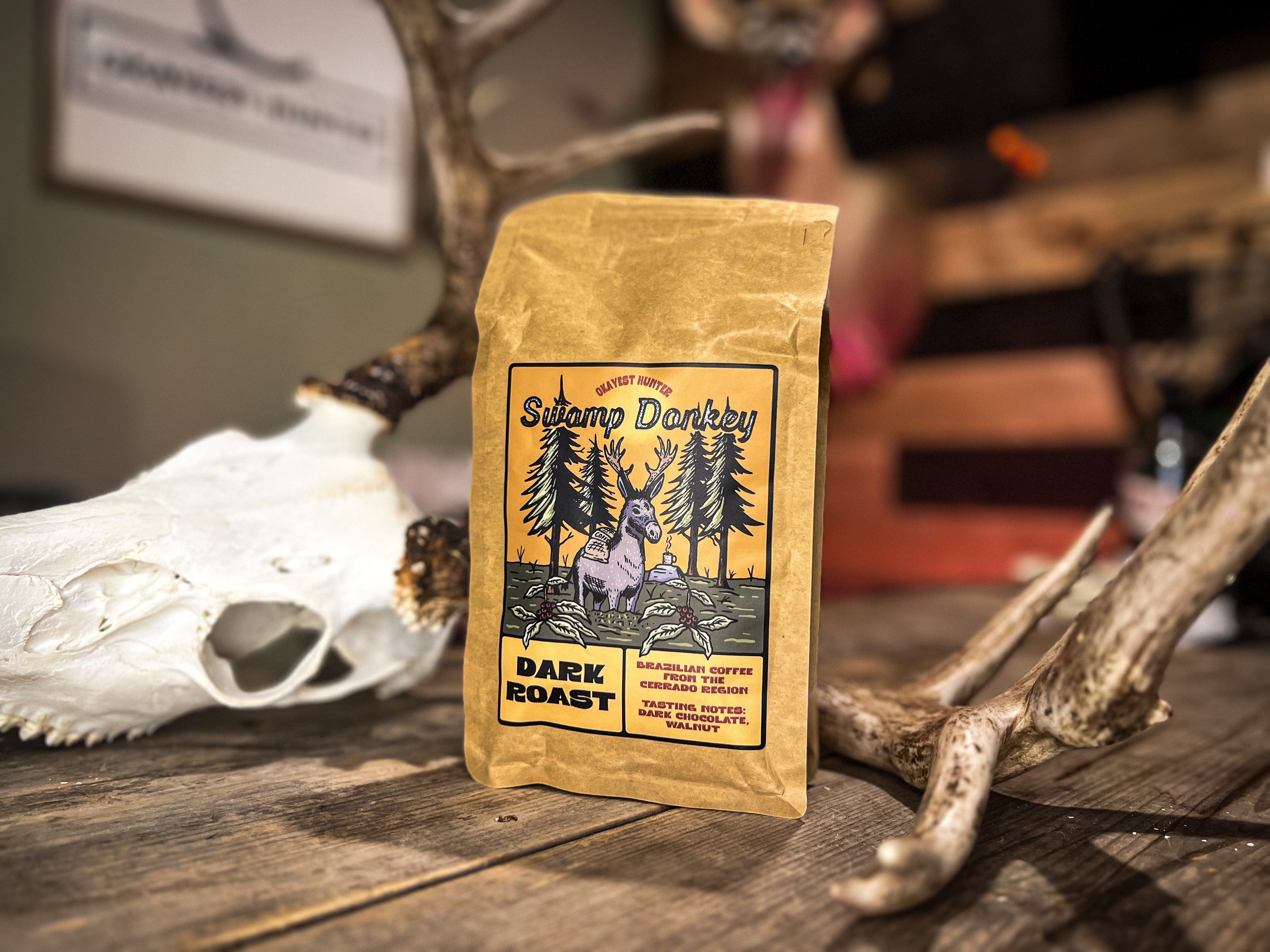 Dark Roast Swamp Donkey Coffee for Hunt Camp