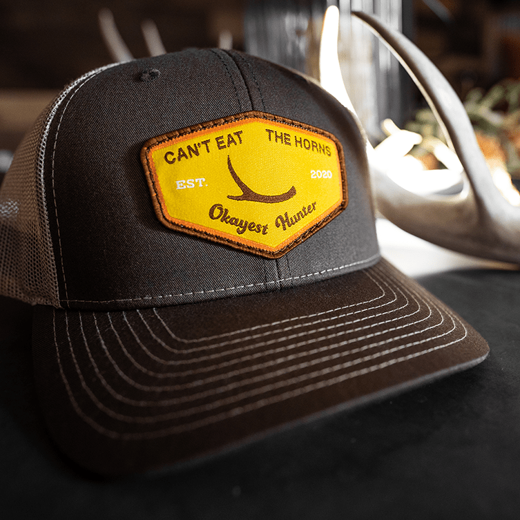 Khaki and brown antler hunting hat