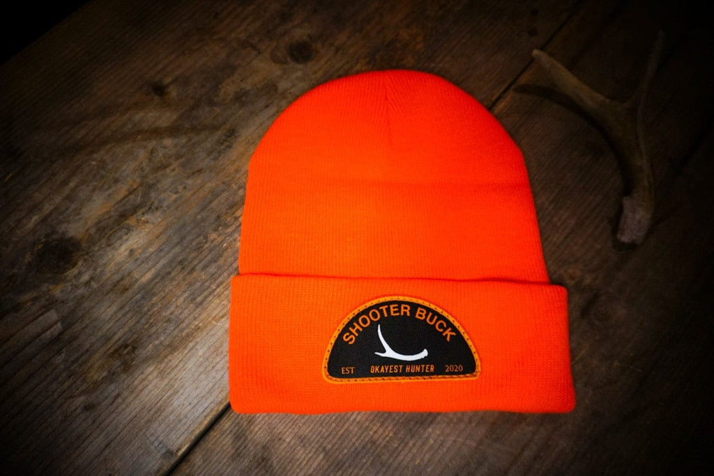 Blaze orange knit shooter buck hat