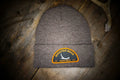 Brown knit bow hunting hat