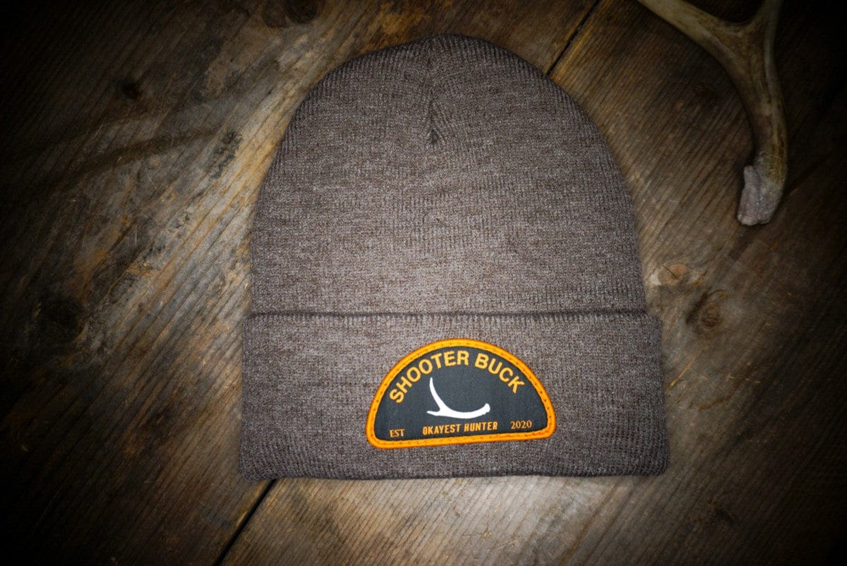 Brown knit bow hunting hat