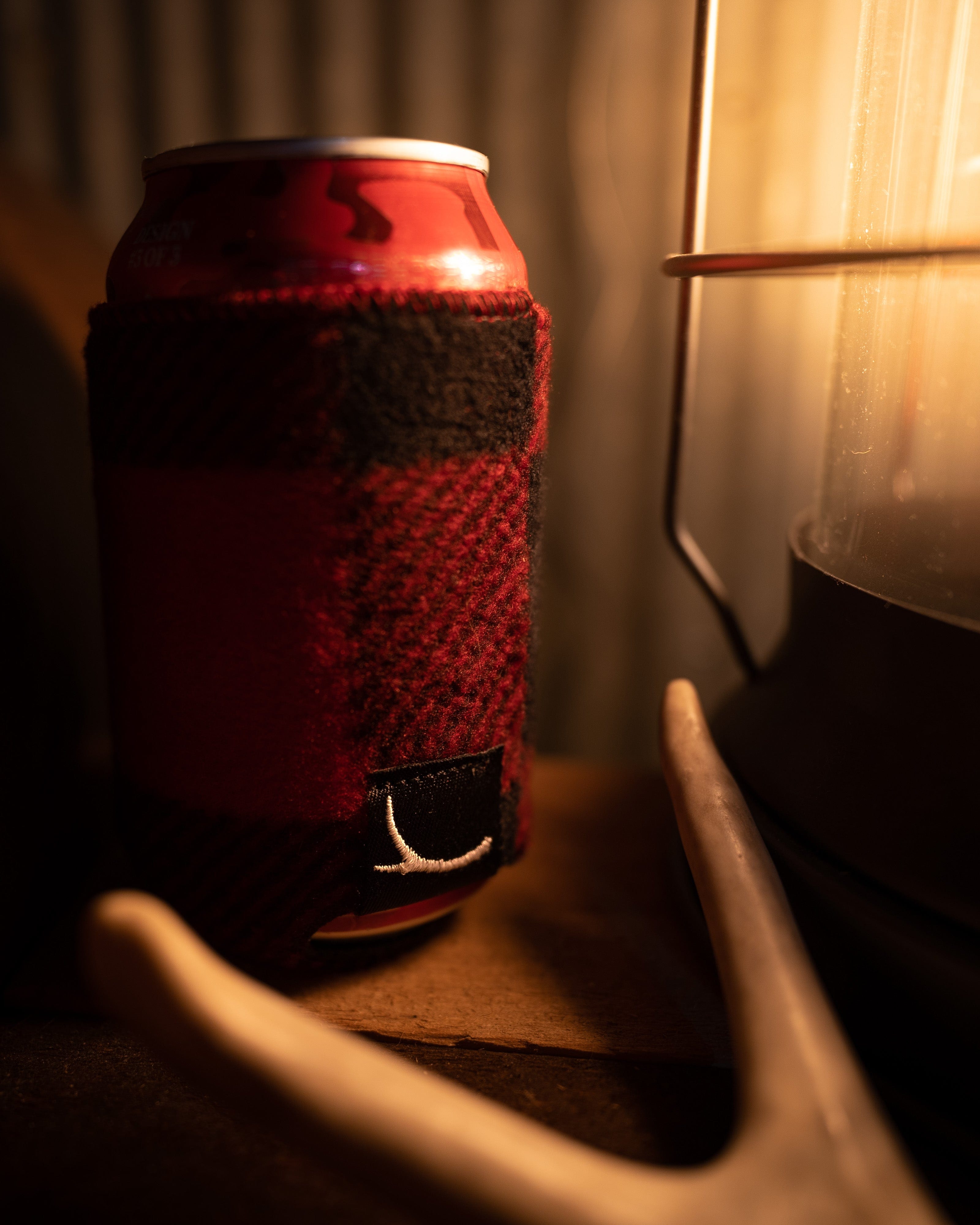 Buffalo Plaid Can Cooler, Deer Camp Beer Can Coozie