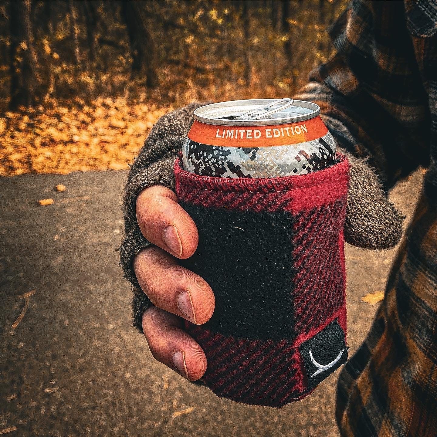 Buffalo Plaid Can Cooler, Deer Camp Beer Can Coozie