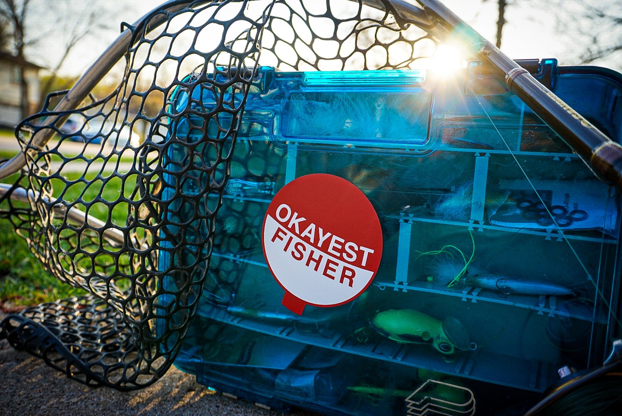 Okayest Fisher Bobber Sticker, Red and White Bobber, Fishing Stickers